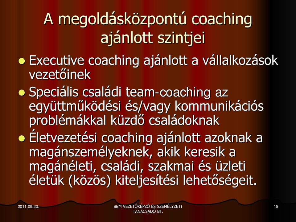 problémákkal küzdő családoknak Életvezetési coaching ajánlott azoknak a magánszemélyeknek,