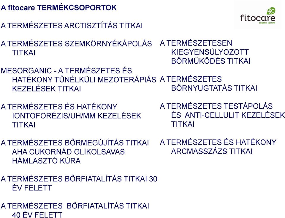 GLIKOLSAVAS HÁMLASZTÓ KÚRA A TERMÉSZETESEN KIEGYENSÚLYOZOTT BŐRMŰKÖDÉS TITKAI A TERMÉSZETES BŐRNYUGTATÁS TITKAI A TERMÉSZETES TESTÁPOLÁS ÉS