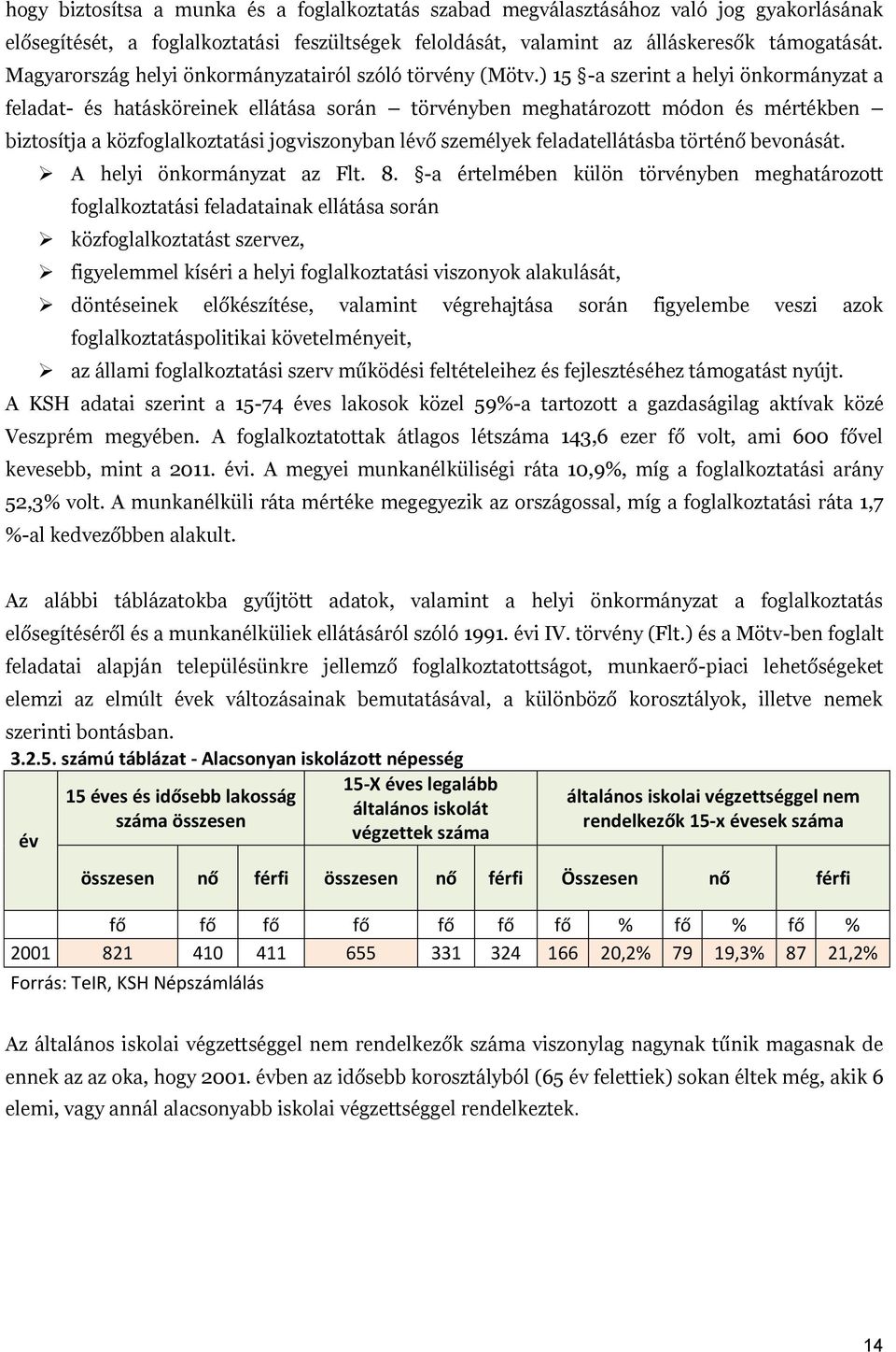 ) 15 -a szerint a helyi önkormányzat a feladat- és hatásköreinek ellátása során törvényben meghatározott módon és mértékben biztosítja a közfoglalkoztatási jogviszonyban lévő személyek
