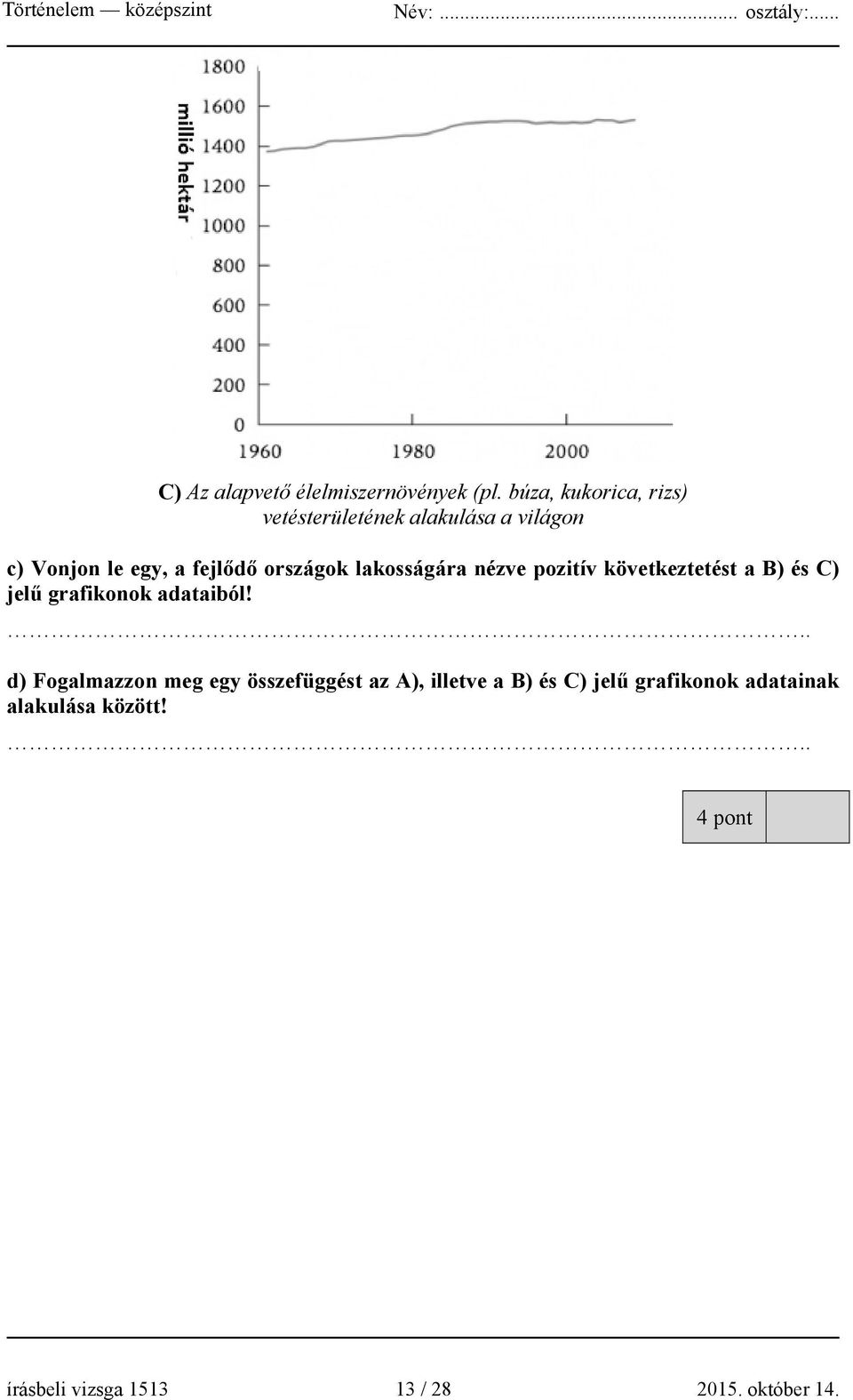 országok lakosságára nézve pozitív következtetést a B) és C) jelű grafikonok adataiból!
