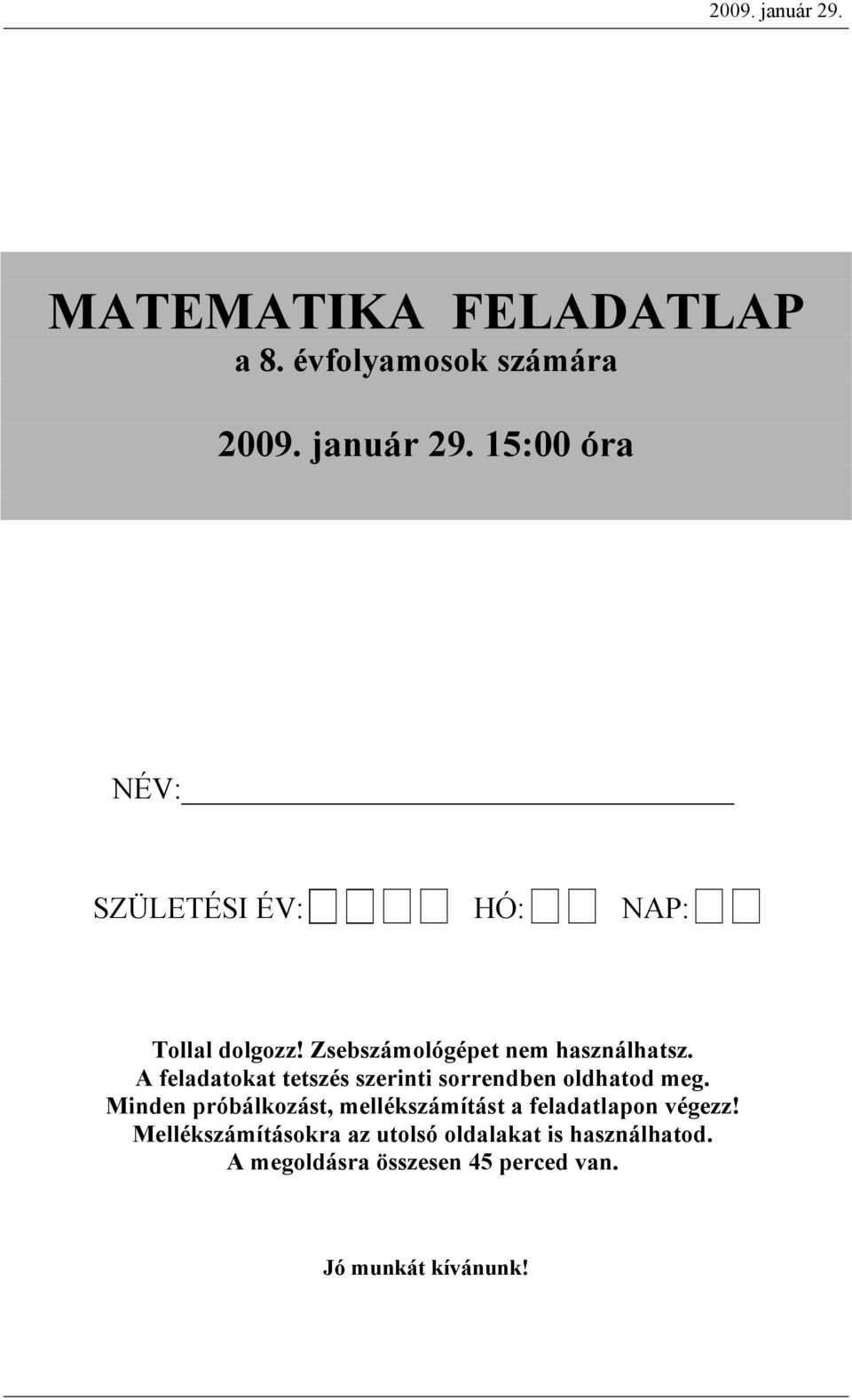 MATEMATIKA FELADATLAP a 8. évfolyamosok számára - PDF Free Download