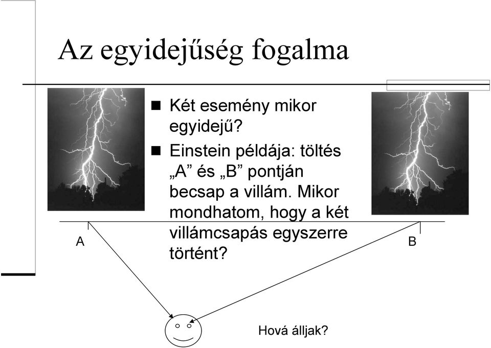 Einstein példája: töltés A és B pontján