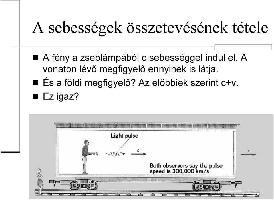 A vonaton lévő megfigyelő ennyinek is látja.