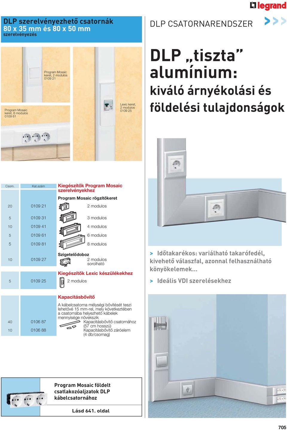 szám Kiegészítôk Program Mosaic szerelvényekhez Program Mosaic rögzítôkeret 20 0109 21 2 modulos 5 0109 31 3 modulos 10 0109 41 4 modulos 5 0109 61 6 modulos 5 0109 81 8 modulos Szigetelôdoboz 10