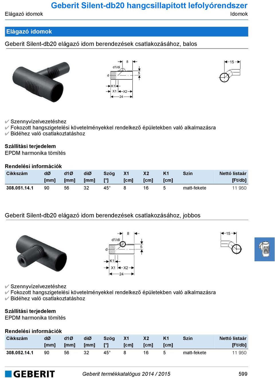 [ ] X2 308.051.14.1 90 56 32 45 8 16 5 matt-fekete 11 950 Geberit Silent-b20 elágazó iom berenezések csatlakozásához, jobbos 1/i 8 5 15 X2 24  [ ] X2 308.052.14.1 90 56 32 45 8 16 5 matt-fekete 11 950 Geberit termékkatalógus 2014 / 2015 599