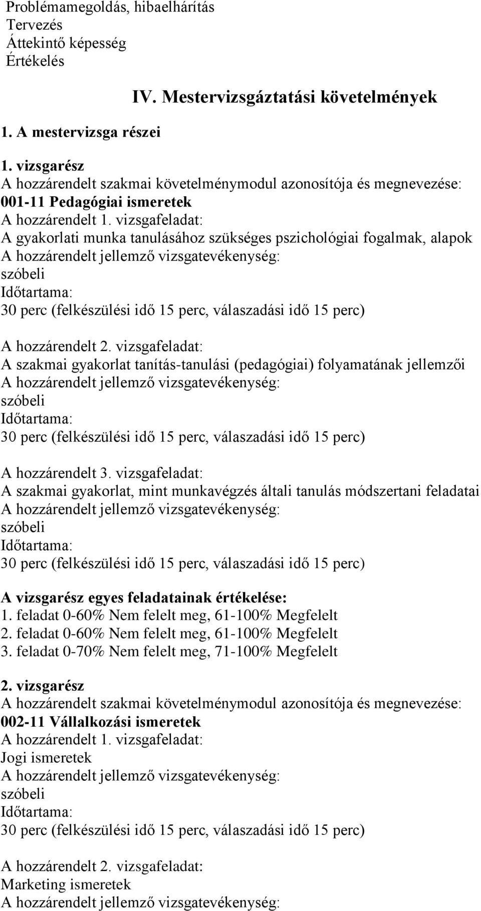 vizsgafeladat: A gyakorlati munka tanulásához szükséges pszichológiai fogalmak, alapok szóbeli Időtartama: 30 perc (felkészülési idő 15 perc, válaszadási idő 15 perc) A hozzárendelt 2.