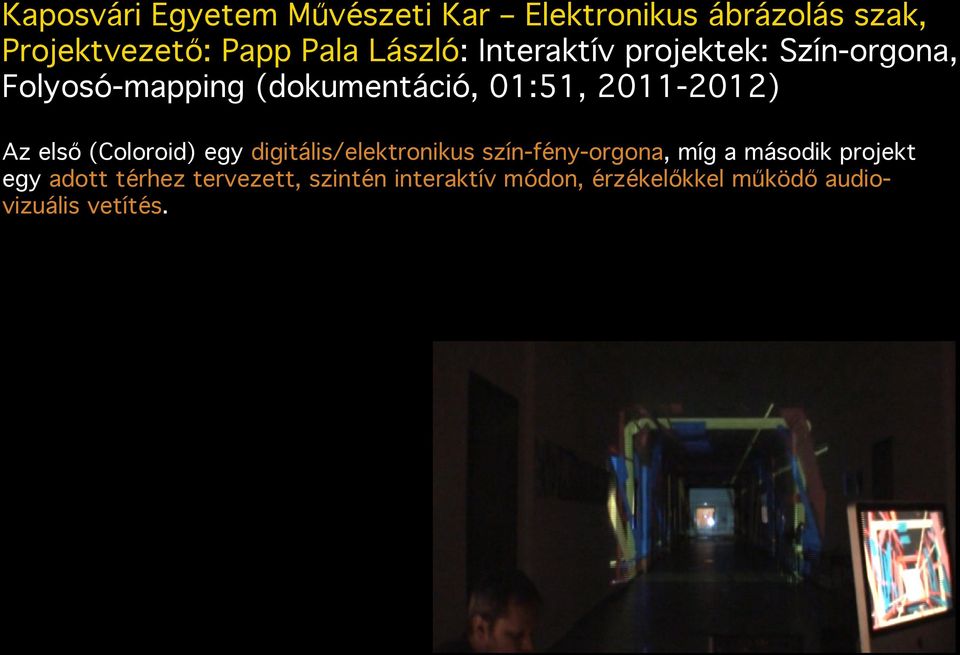 2011-2012) Az első (Coloroid) egy digitális/elektronikus szín-fény-orgona, míg a második