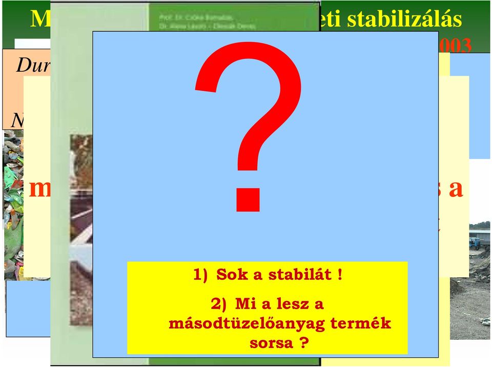 2001-2003 2002-től bevezetésre került a Nedvesség, lerakandó anyag csökkentése: 25 30 % 2) Mi a lesz a CO 2