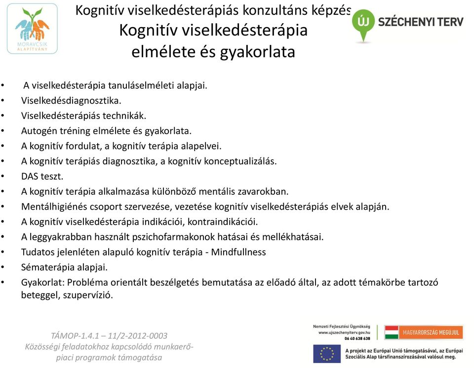 Mentálhigiénés csoport szervezése, vezetése kognitív viselkedésterápiás elvek alapján. A kognitív viselkedésterápia indikációi, kontraindikációi.