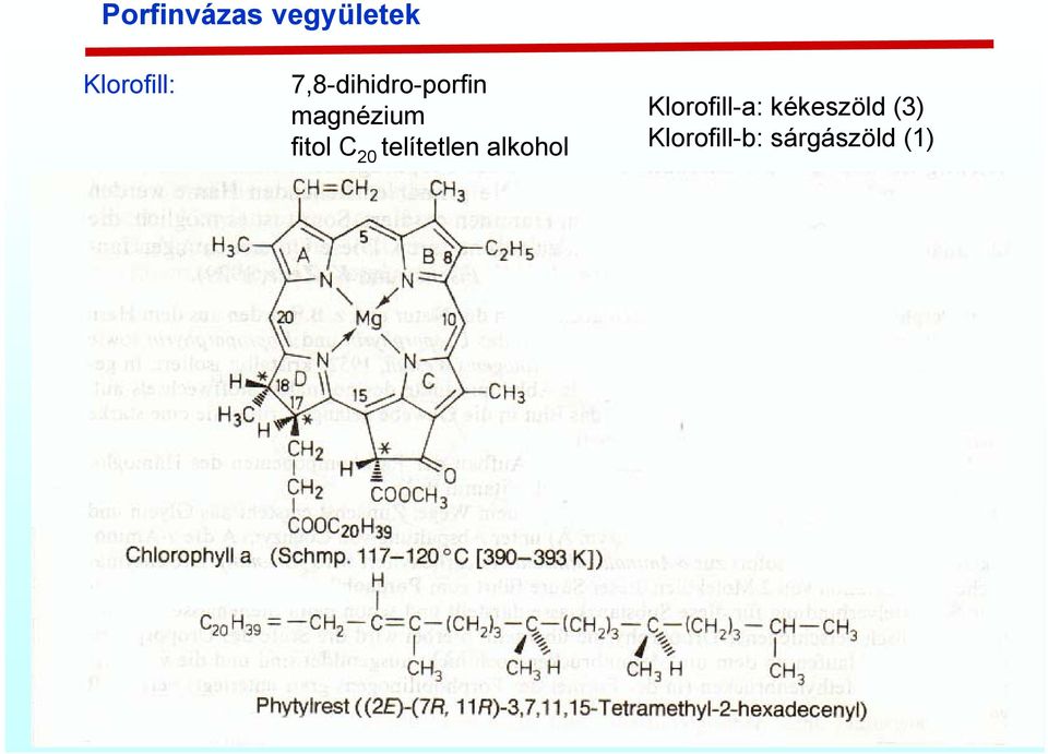 20 telítetlen alkohol Klorofill-a: