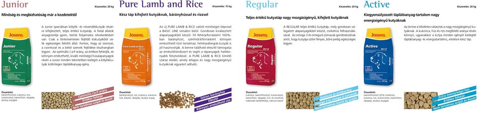 kifejlesztett, teljes értékû kutyatáp. A fiatal állatok anyagcseréje gyors, testük folyamatos növekedésben van. Csak a törésmentesen fejlôdô kiskutyákból válik egészséges felnôtt állat.