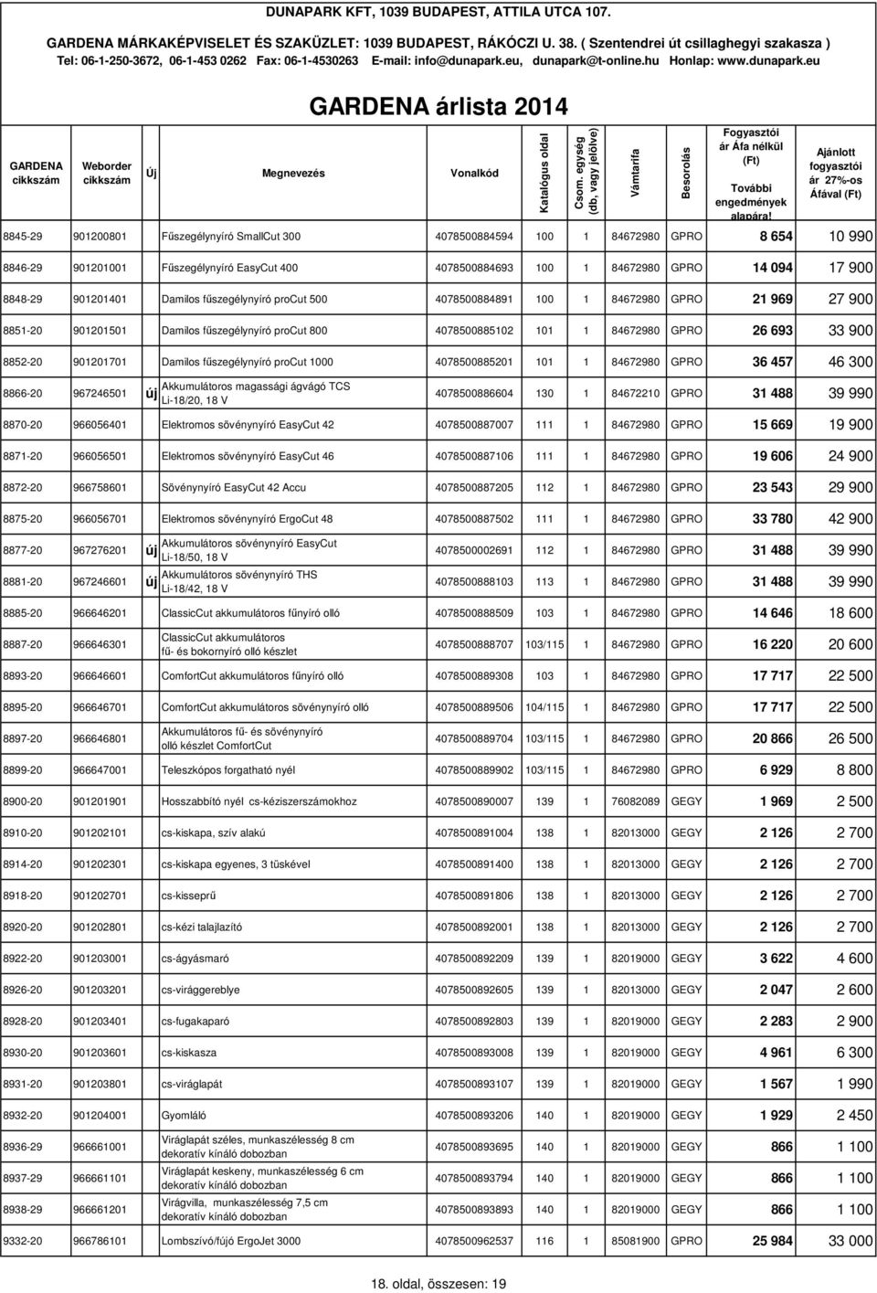 fűszegélynyíró procut 000 407850088520 0 84672980 GPRO 36 457 46 300 8866-20 96724650 új Akkumulátoros magassági ágvágó TCS Li-8/20, 8 V 4078500886604 30 8467220 GPRO 3 488 39 990 8870-20 96605640