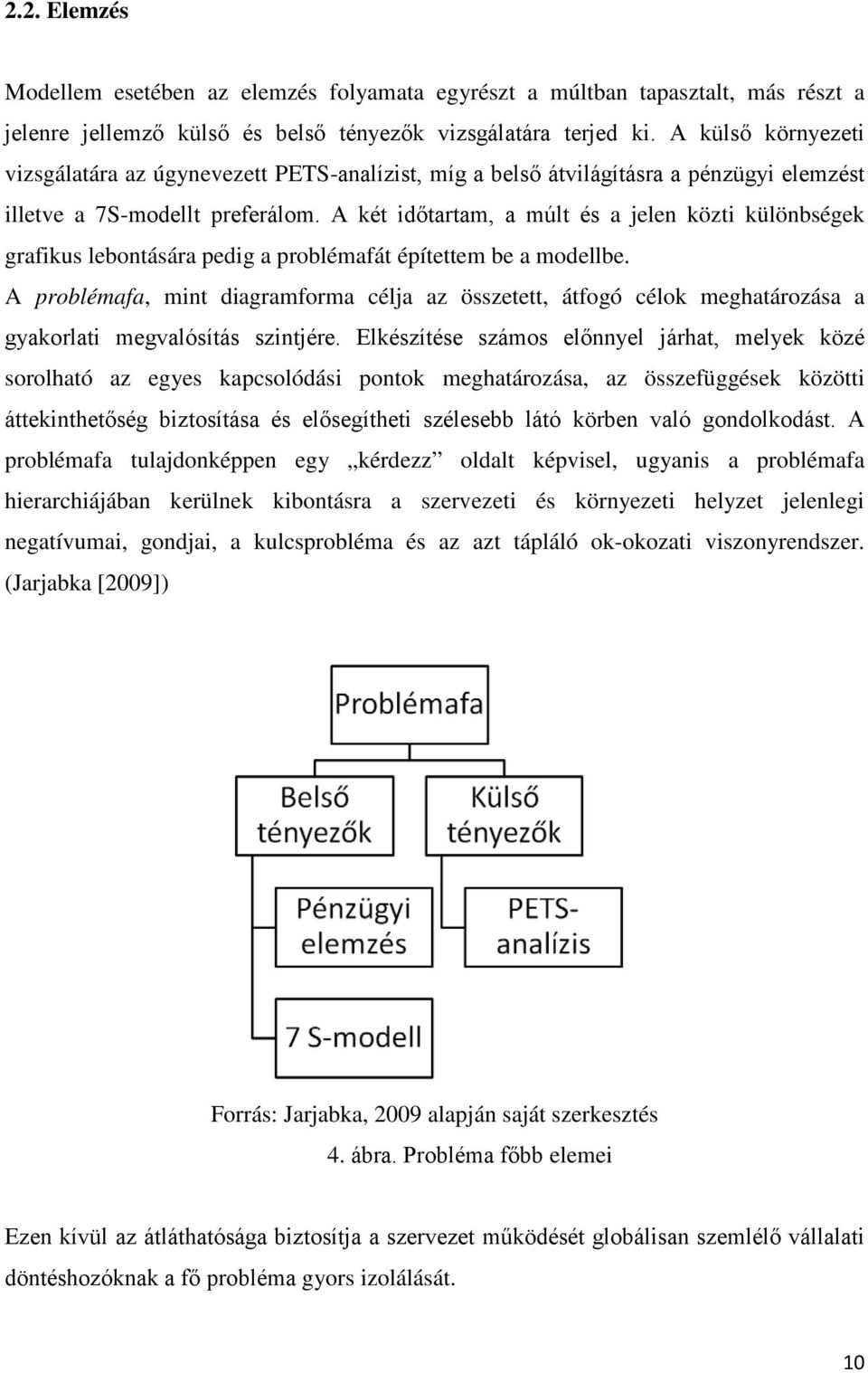 A két időtartam, a múlt és a jelen közti különbségek grafikus lebontására pedig a problémafát építettem be a modellbe.