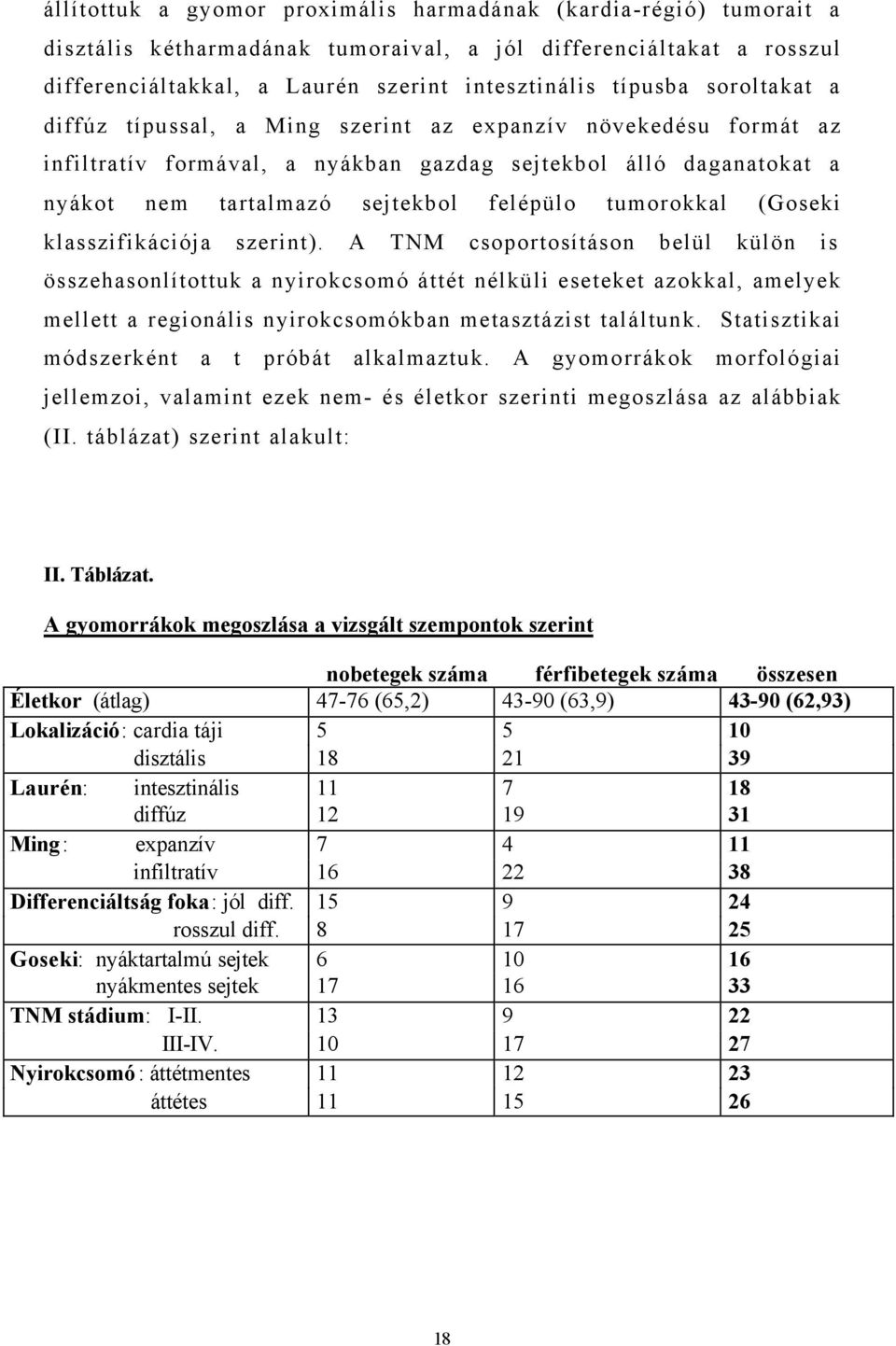 (Goseki klasszifikációja szerint).