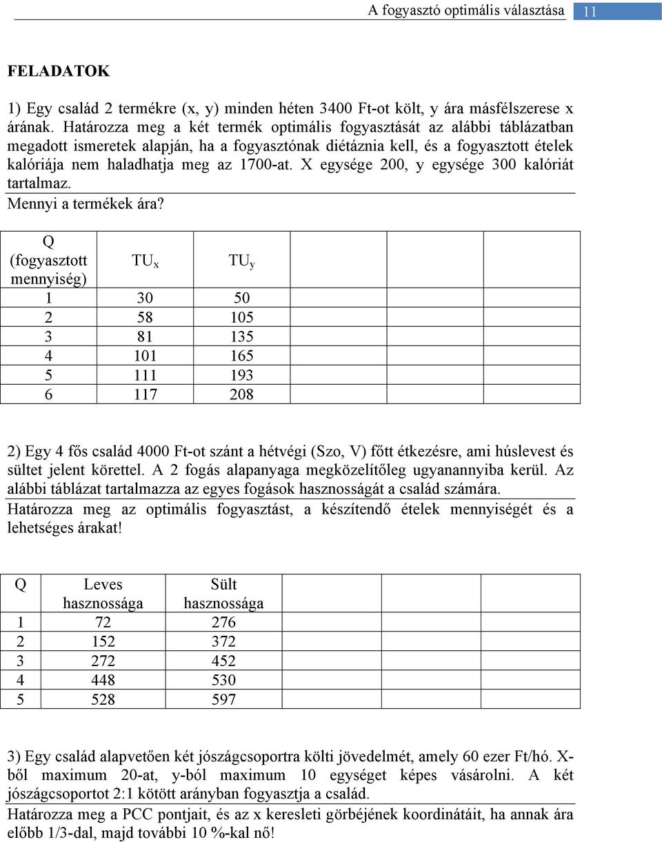 X egysége 200, y egysége 300 kalóriát tartalmaz. Mennyi a termékek ára?