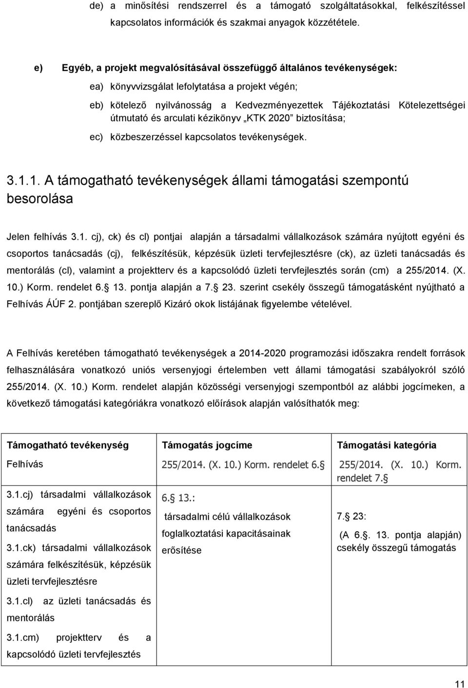 útmutató és arculati kézikönyv KTK 2020 biztosítása; ec) közbeszerzéssel kapcsolatos tevékenységek. 3.1.