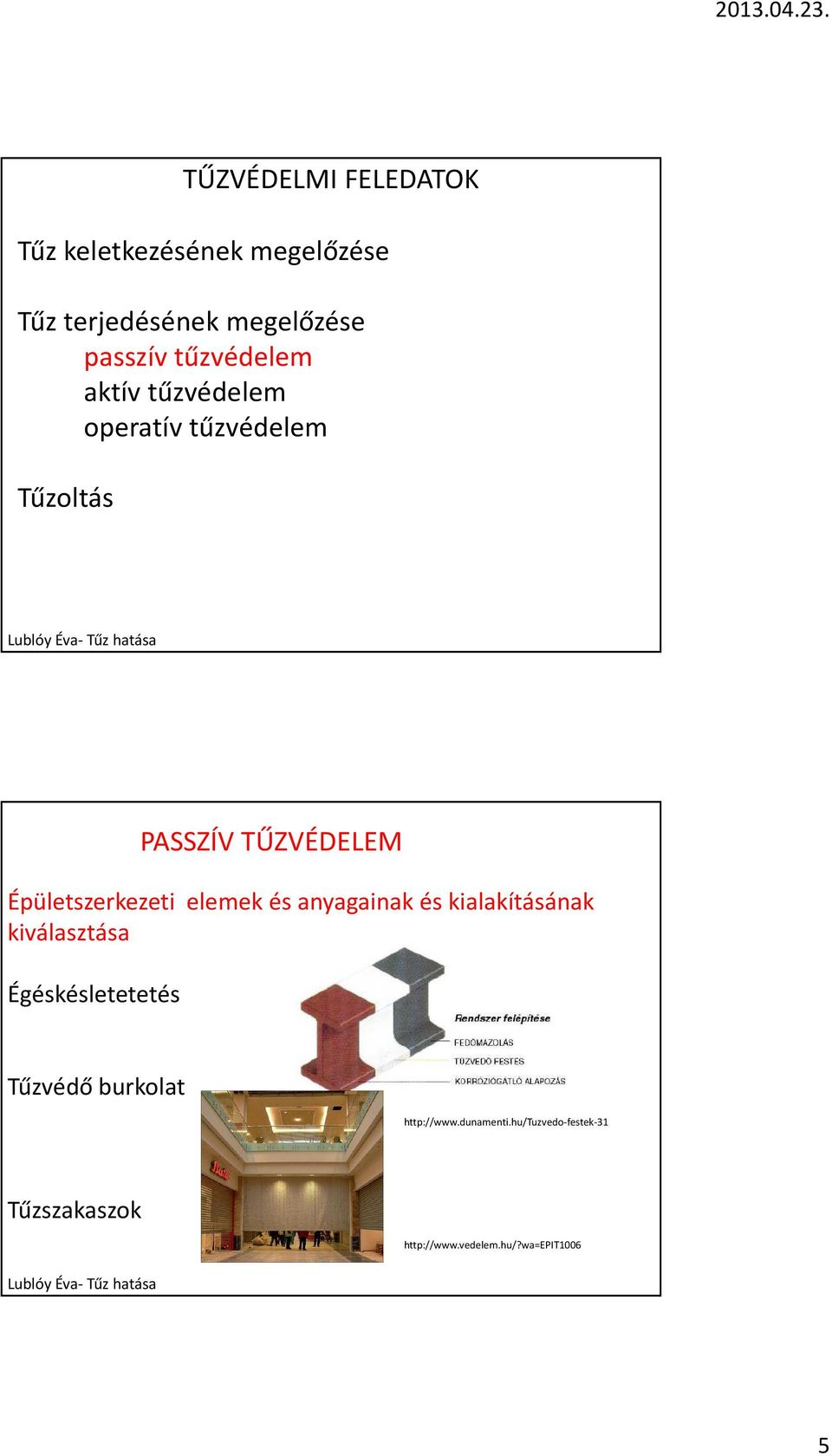 Épületszerkezeti elemek és anyagainak és kialakításának kiválasztása Égéskésletetetés