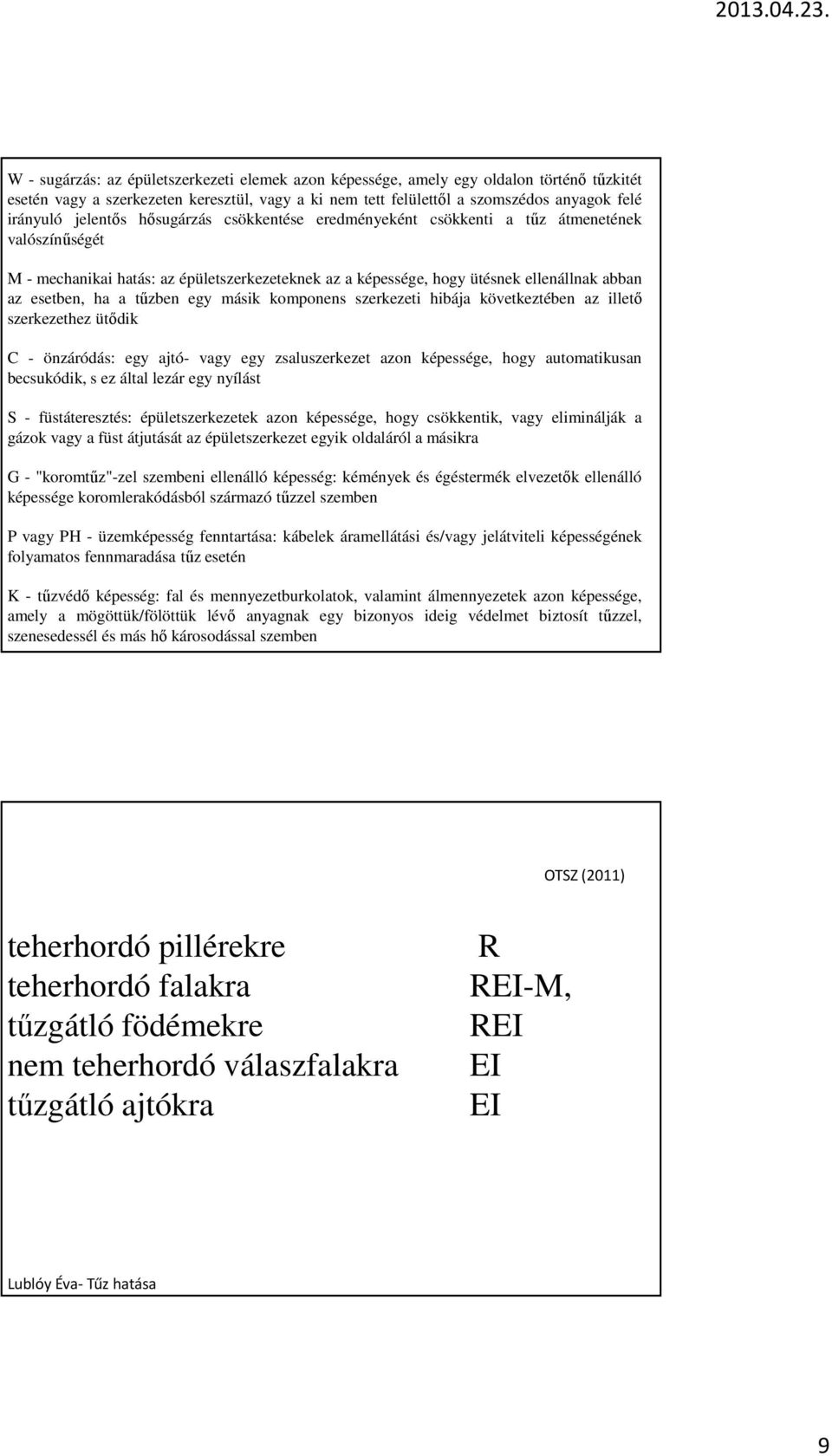 tűzben egy másik komponens szerkezeti hibája következtében az illető szerkezethez ütődik C - önzáródás: egy ajtó- vagy egy zsaluszerkezet azon képessége, hogy automatikusan becsukódik, s ez által