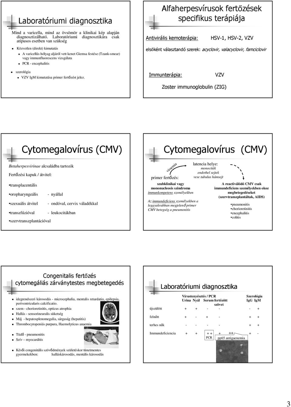 (Tzank-smear) vagy immunfluorescens vizsgálata PCR - encephalitis elsőként választandó szerek: acyclovir, valacyclovir, famciclovir szerológia VZV IgM kimutatása primer fertőzést jelez.