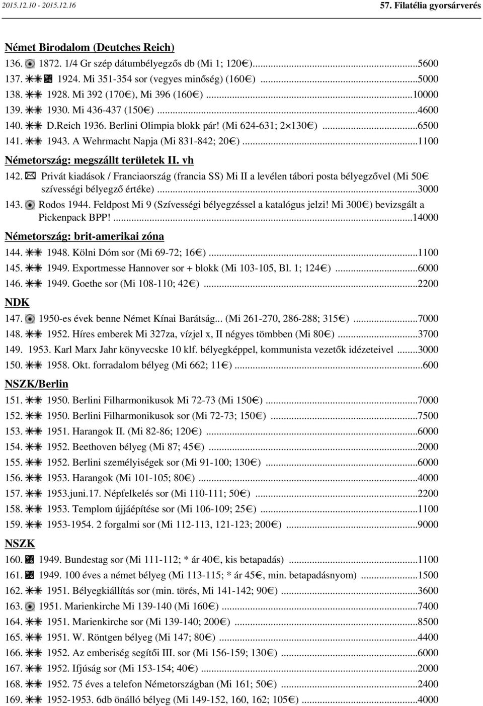 ..1100 Németország: megszállt területek II. vh 142. Privát kiadások / Franciaország (francia SS) Mi II a levélen tábori posta bélyegzővel (Mi 50 szívességi bélyegző értéke)...3000 143. Rodos 1944.