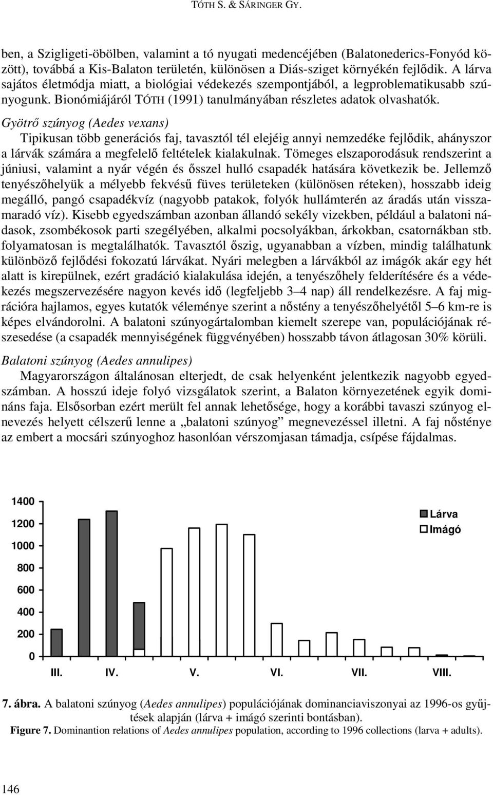 Gyötrı szúnyog (Aedes vexans) Tipikusan több generációs faj, tavasztól tél elejéig annyi nemzedéke fejlıdik, ahányszor a lárvák számára a megfelelı feltételek kialakulnak.
