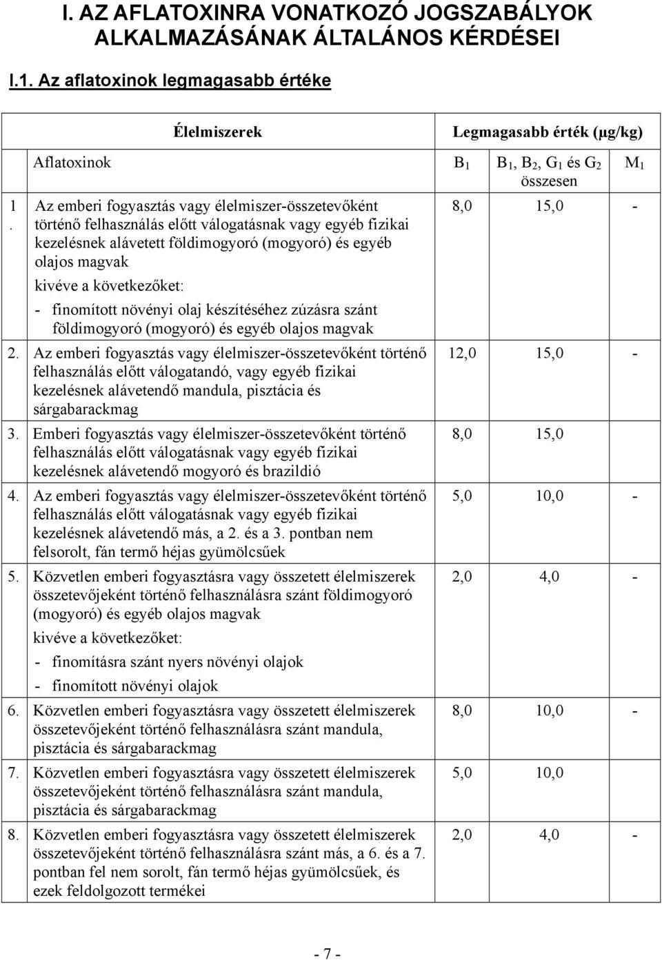 és egyéb olajos magvak kivéve a következőket: - finomított növényi olaj készítéséhez zúzásra szánt földimogyoró (mogyoró) és egyéb olajos magvak 2.