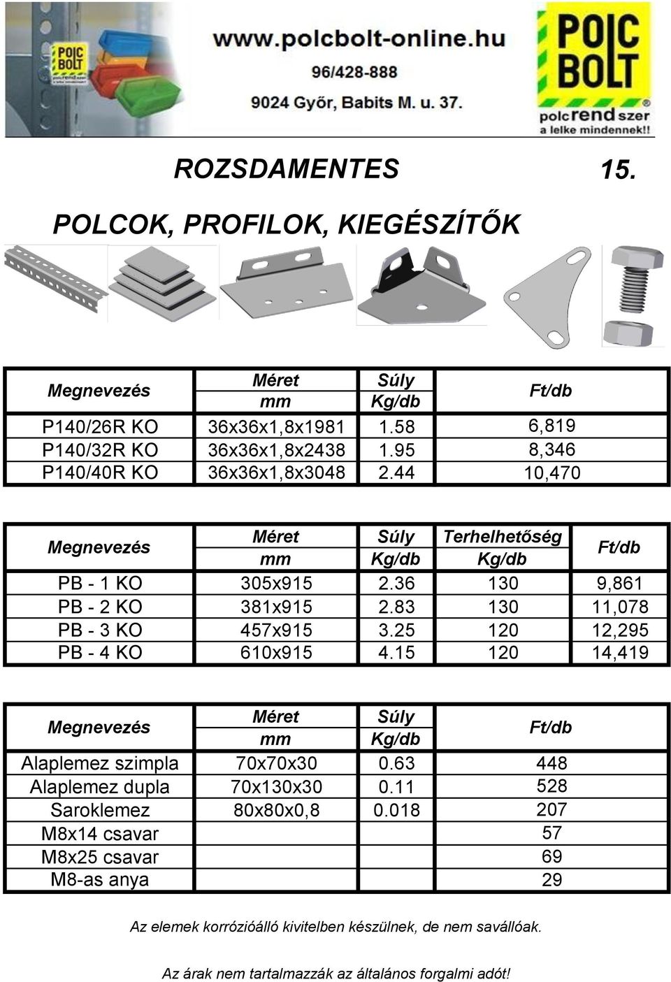 36 130 9,861 PB - 2 KO 381x915 2.83 130 11,078 PB - 3 KO 457x915 3.25 120 12,295 PB - 4 KO 610x915 4.