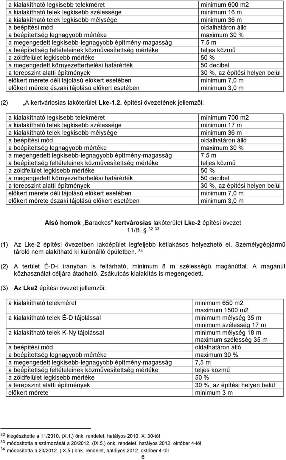 mértéke 50 % a megengedett környezetterhelési határérték 50 decibel a terepszint alatti építmények 30 %, az építési helyen belül előkert mérete déli tájolású előkert esetében minimum 7,0 m előkert