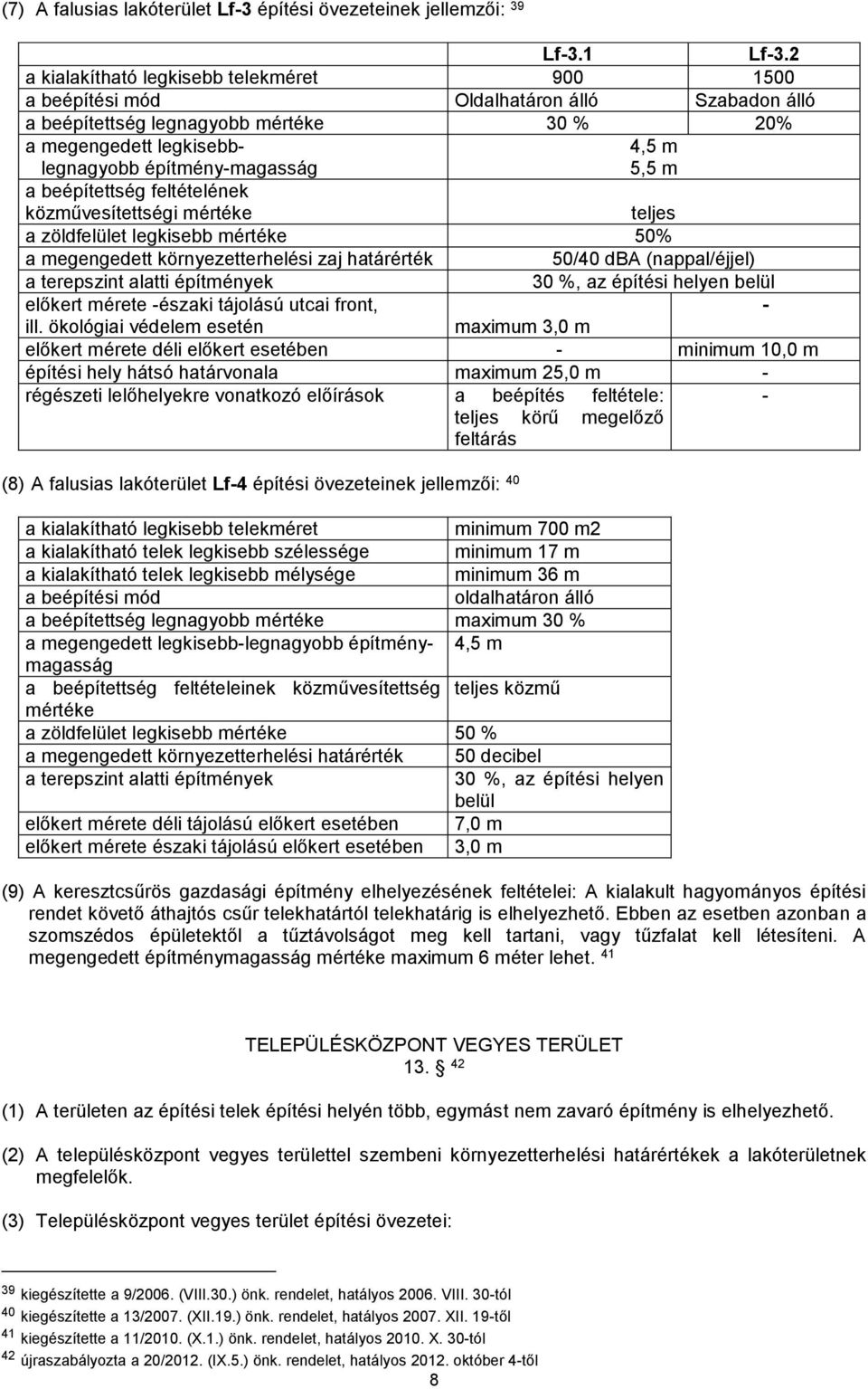 m a beépítettség feltételének közművesítettségi mértéke teljes a zöldfelület legkisebb mértéke 50% a megengedett környezetterhelési zaj határérték 50/40 dba (nappal/éjjel) a terepszint alatti