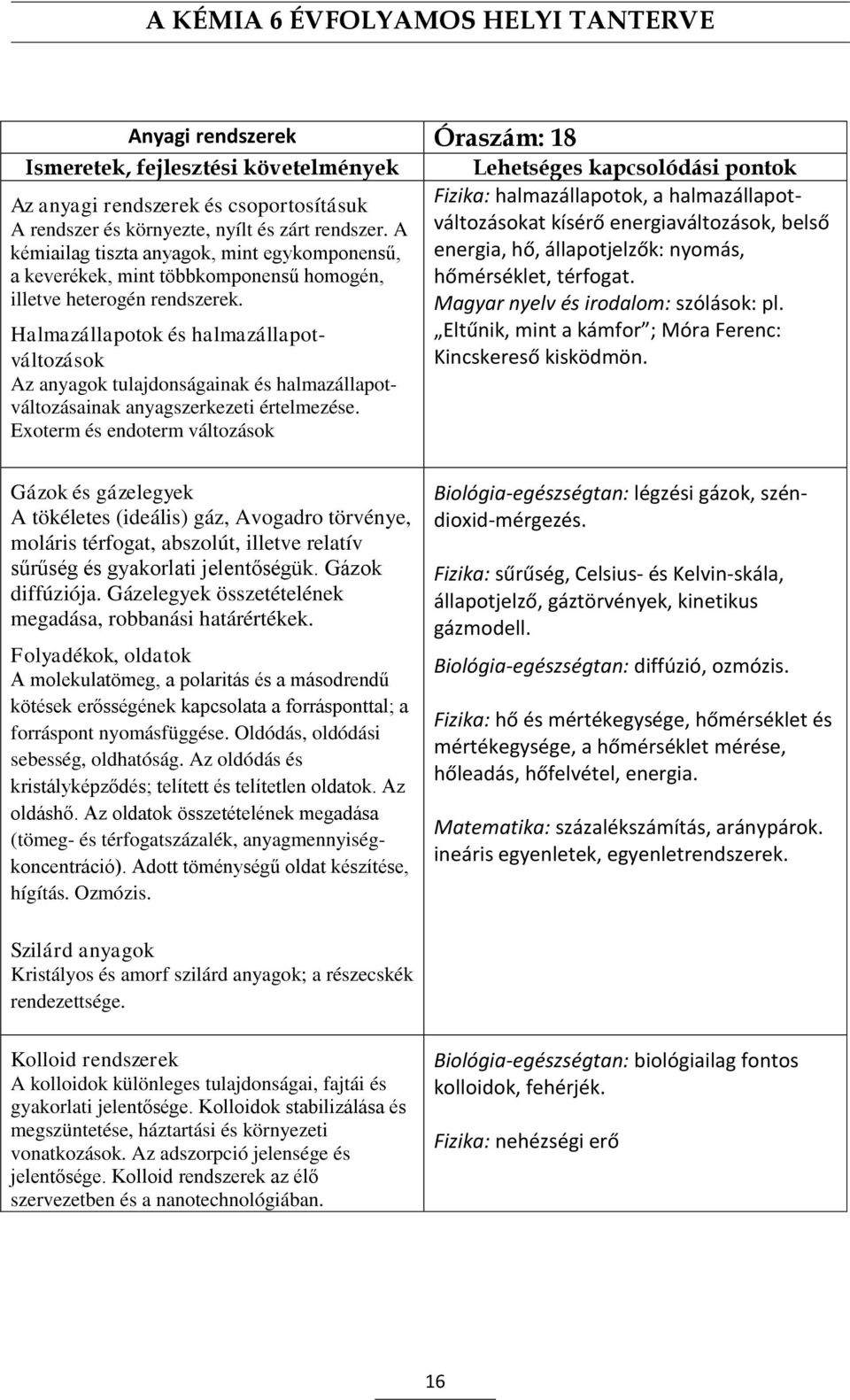 Halmazállapotok és halmazállapotváltozások Az anyagok tulajdonságainak és halmazállapotváltozásainak anyagszerkezeti értelmezése.