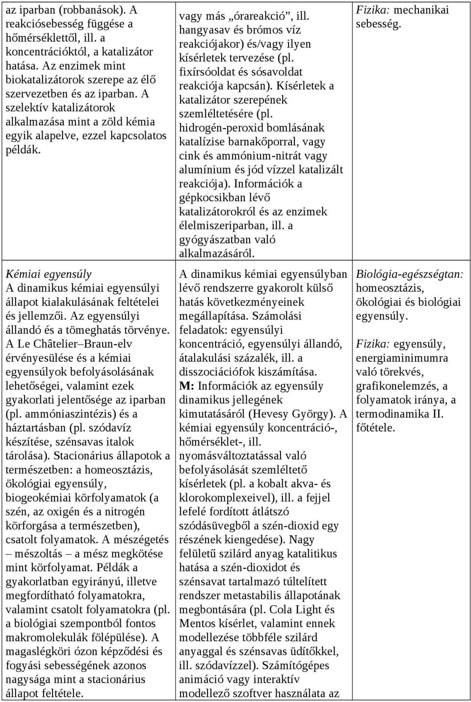 Az egyensúlyi állandó és a tömeghatás törvénye. A Le Châtelier Braun-elv érvényesülése és a kémiai egyensúlyok befolyásolásának lehetőségei, valamint ezek gyakorlati jelentősége az iparban (pl.