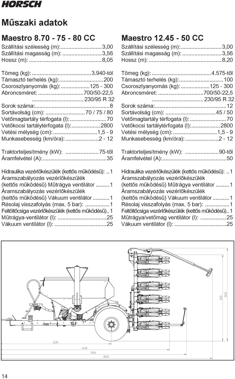 ..1,5-9 Munkasebesség (km/óra):...2-12 Traktorteljesítmény (kw):...75-től Áramfelvétel (A):...35 Hidraulika vezérlőkészülék (kettős működésű):.