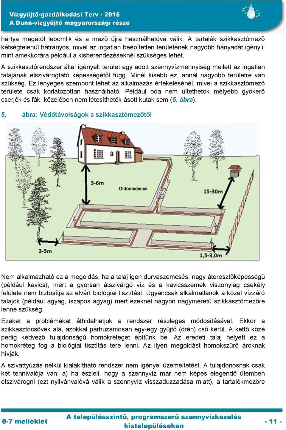 A szikkasztórendszer által igényelt terület egy adott szennyvízmennyiség mellett az ingatlan talajának elszivárogtató képességétől függ. Minél kisebb ez, annál nagyobb területre van szükség.