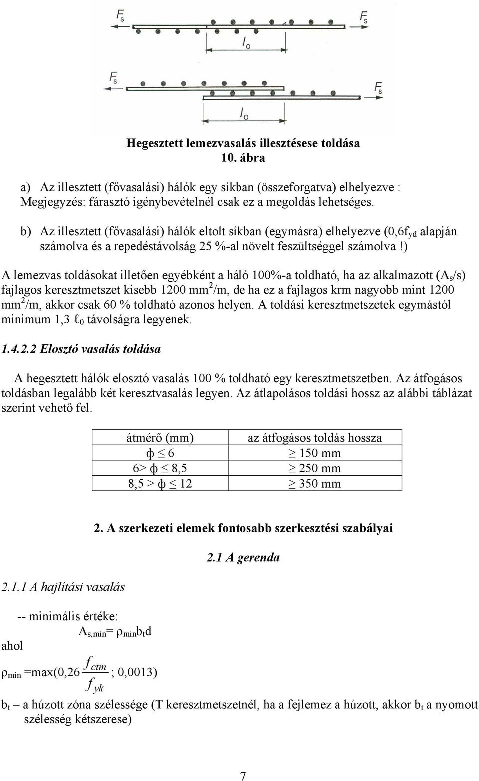 1. A vasbetét kialakításának szabályai. 1.1 A betétek közötti távolság -  PDF Free Download