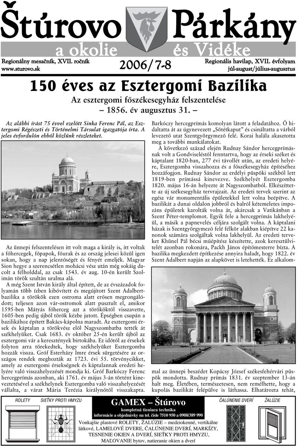 150 éves az Esztergomi Bazilika Az esztergomi főszékesegyház felszentelése  év augusztus PDF Free Download