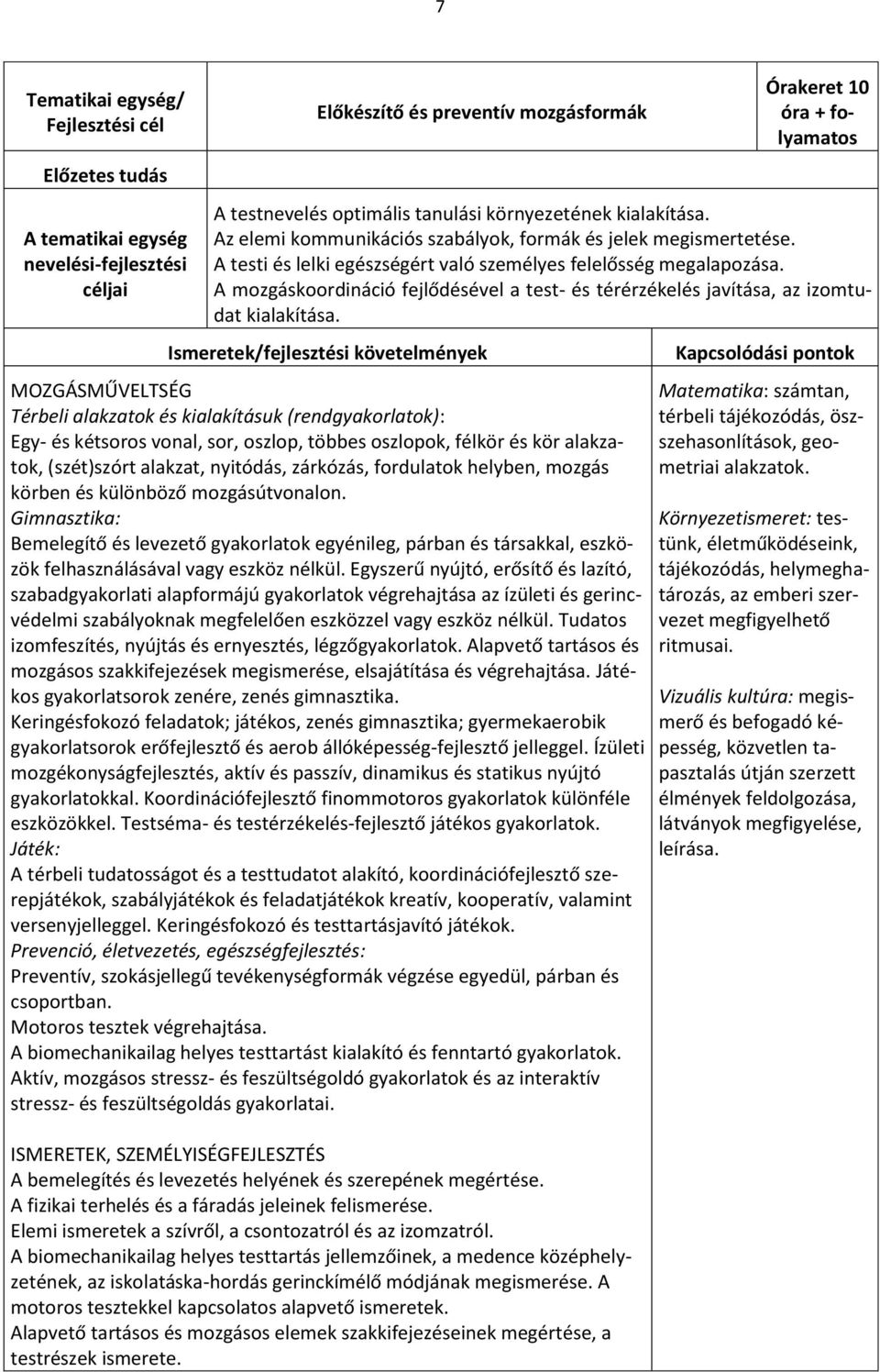 Térbeli alakzatok és kialakításuk (rendgyakorlatok): Egy- és kétsoros vonal, sor, oszlop, többes oszlopok, félkör és kör alakzatok, (szét)szórt alakzat, nyitódás, zárkózás, fordulatok helyben, mozgás