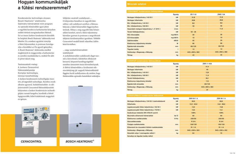 energiatakarékos fűtéssel. Ezt az összes Junkers kondenzációs készülékbe beépített Bosch Heatronic elektronika teszi lehetővé.