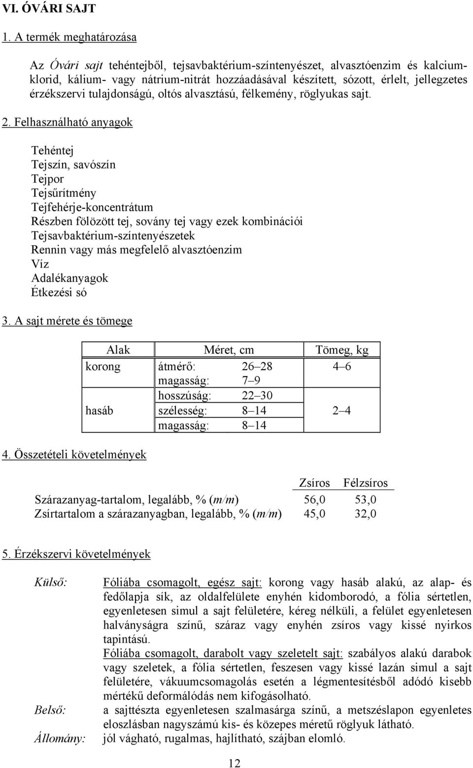 érzékszervi tulajdonságú, oltós alvasztású, félkemény, röglyukas sajt.