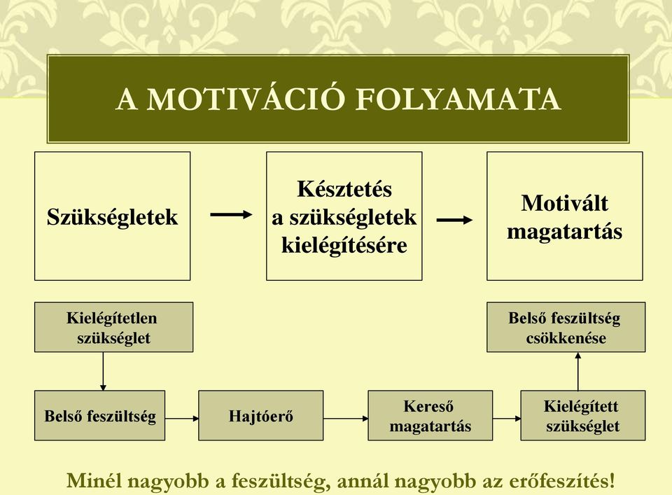 feszültség csökkenése Belső feszültség Hajtóerő Kereső magatartás