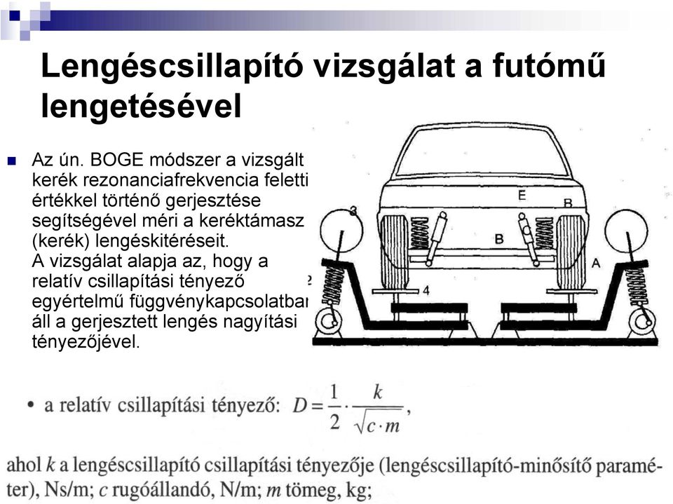 gerjesztése segítségével méri a keréktámasz (kerék) lengéskitéréseit.
