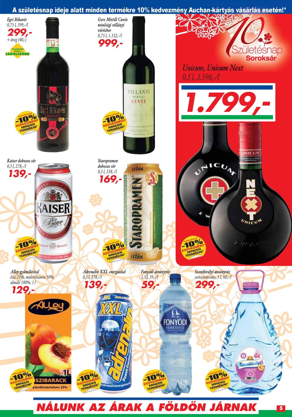 332,-/l 999,- Unicum, Unicum Next 0,5 l, 3.598,-/l 1.