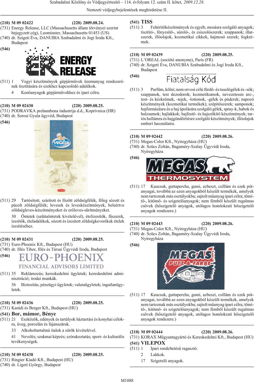 (731) Energy Release, LLC (Massachusetts állam törvényei szerint bejegyzett cég), Leominster, Massachusetts 01453 (US) (511) 1 Vegyi készítmények gépjármûvek üzemanyag rendszerének tisztítására és