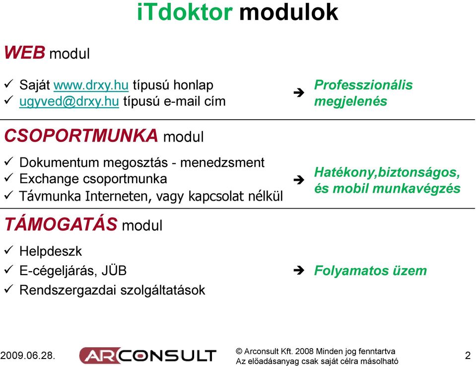 csoportmunka Távmunka Interneten, vagy kapcsolat nélkül TÁMOGATÁS modul Helpdeszk E-cégeljárás,