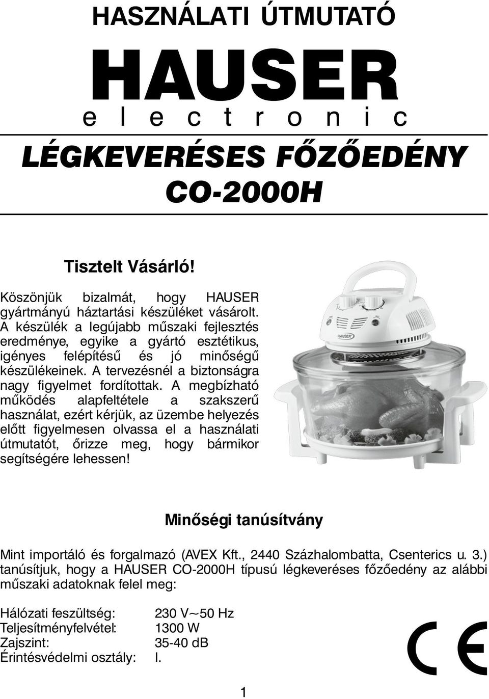 HAUSER LÉGKEVERÉSES FŐZŐEDÉNY CO-2000H - PDF Free Download