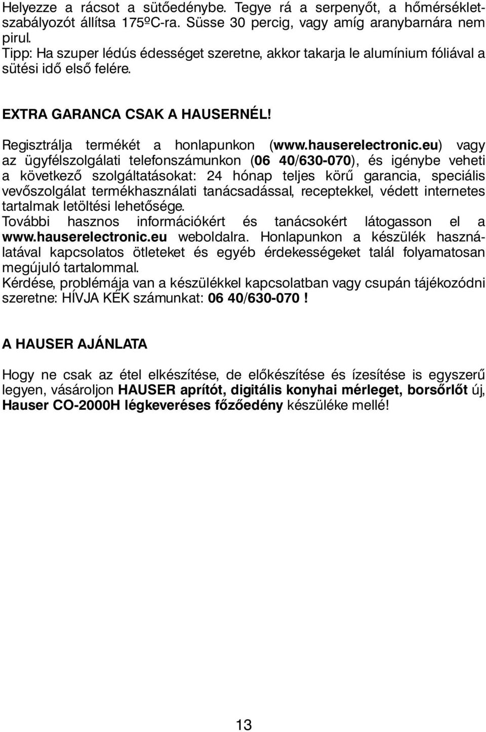 HAUSER LÉGKEVERÉSES FŐZŐEDÉNY CO-2000H - PDF Free Download