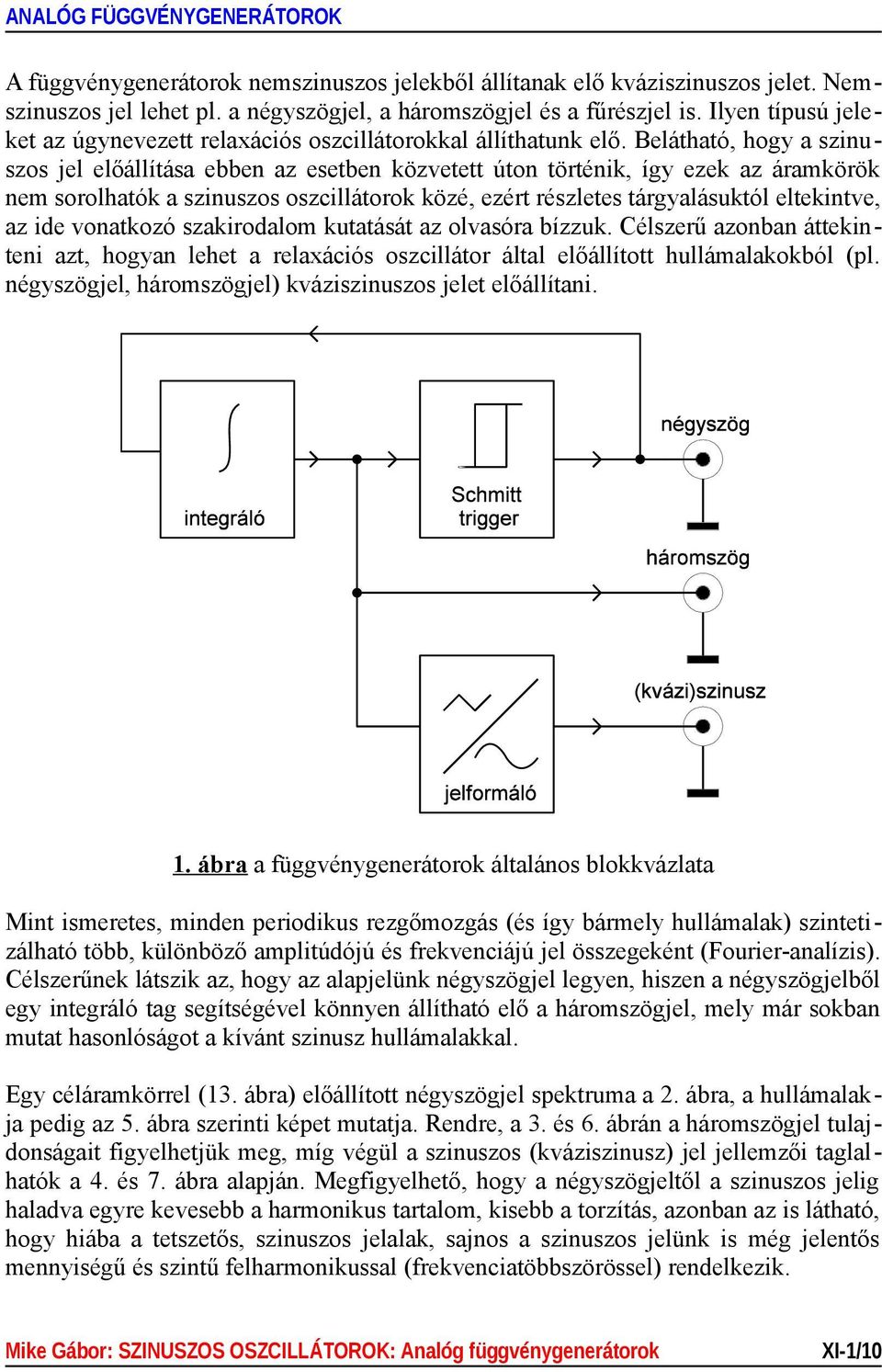 1. ábra a függvénygenerátorok általános blokkvázlata - PDF Free Download