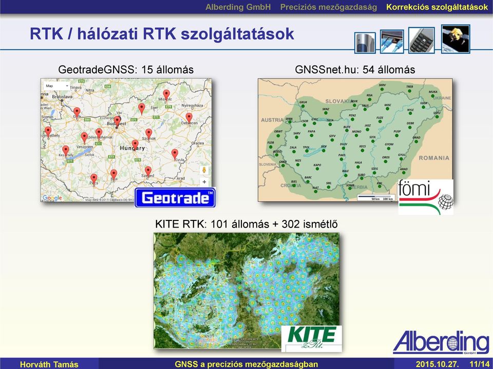 szolgáltatások GeotradeGNSS: 15 állomás