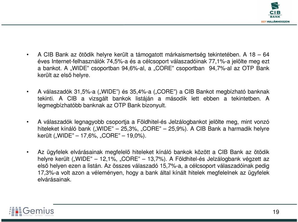 A CIB a vizsgált bankok listáján a második lett ebben a tekintetben. A legmegbízhatóbb banknak az OTP Bank bizonyult.