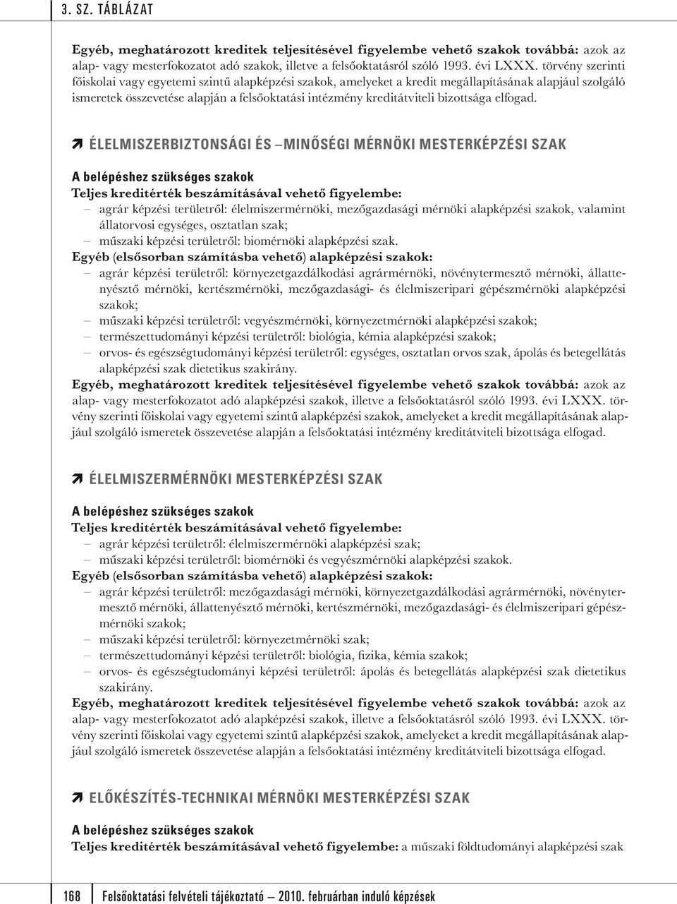 ÉS MINŐSÉGI MÉRNÖKI MESTERKÉPZÉSI SZAK Teljes kreditérték beszámításával vehető figyelembe: agrár képzési területről: élelmiszermérnöki, mezőgazdasági mérnöki alapképzési szakok, valamint állatorvosi