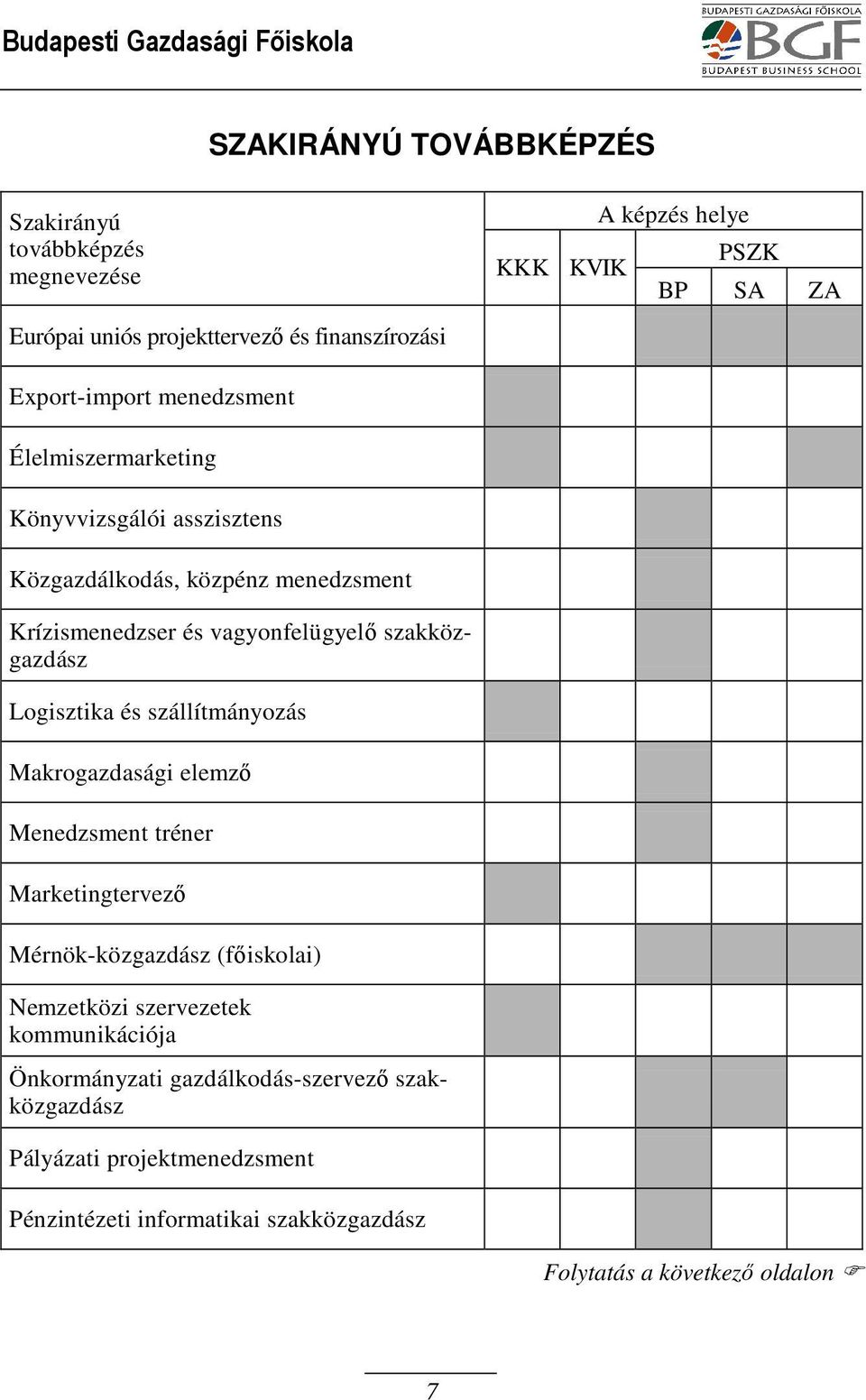 szakközgazdász Logisztika és szállítmányozás Makrogazdasági elemző Menedzsment tréner Marketingtervező Mérnök-közgazdász (főiskolai) Nemzetközi szervezetek